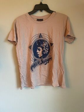 Vintage Mick Jagger Graphic Tee - tan & Navy xl